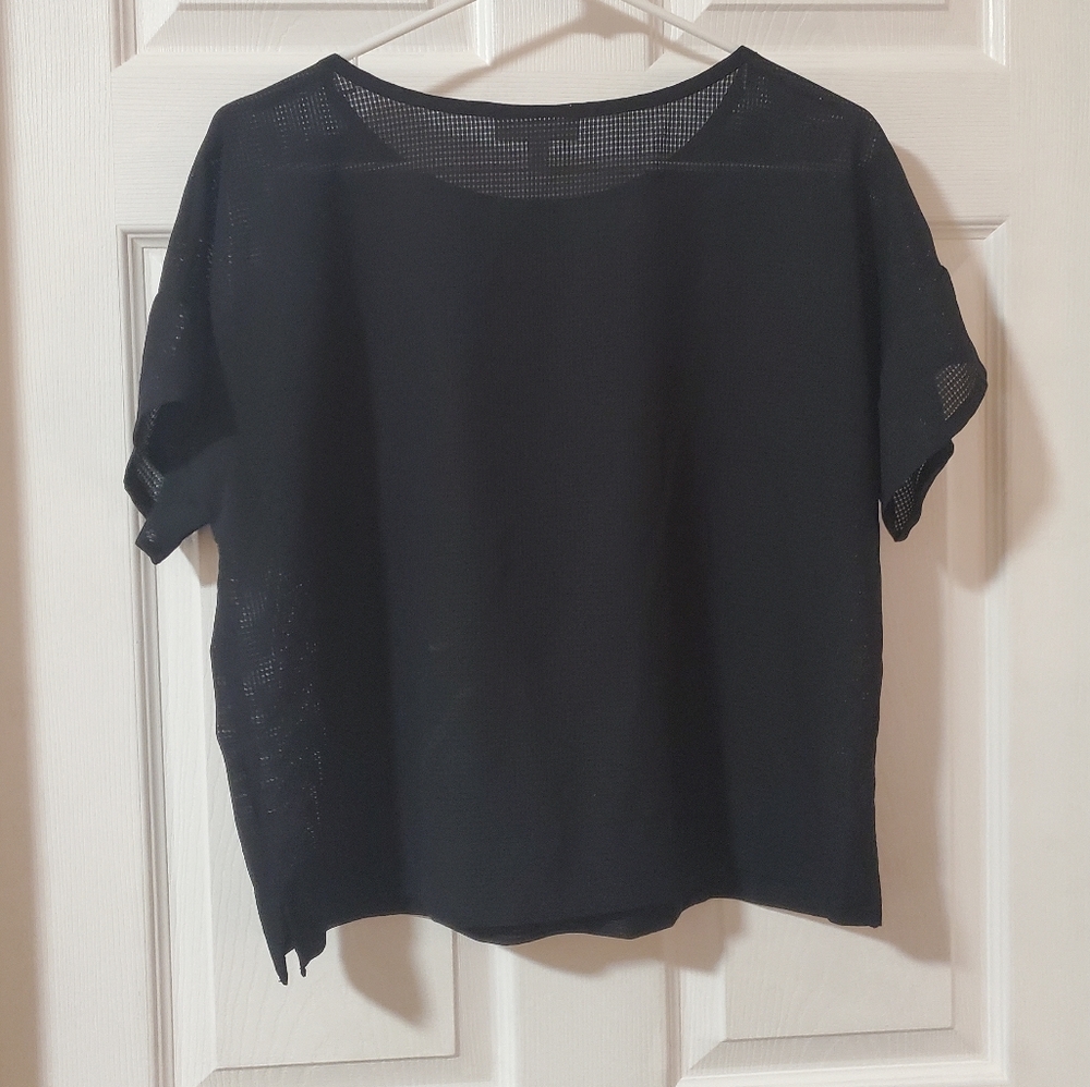 Mesh boxy black blouse